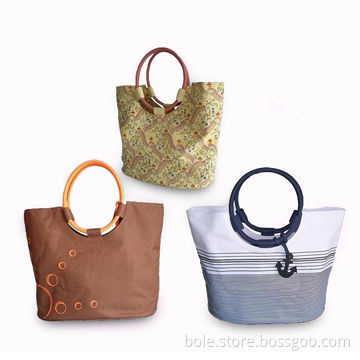 600D Beach Bag with Round Handle, Anchor Pendant and Various Printing Pattern, OEM/ODM Accepted